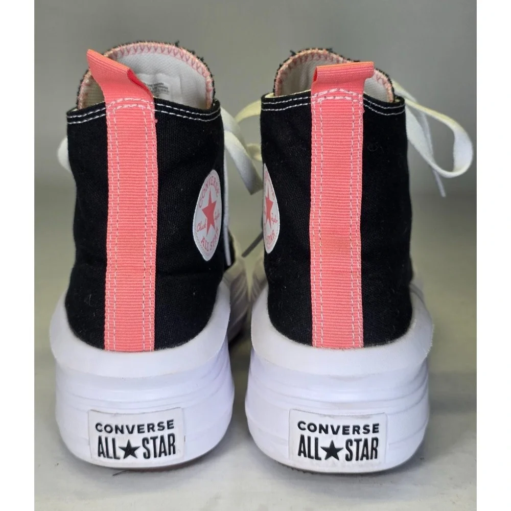 Converse All Star Kids Sneakers Size‎ 4 Black White Pink Platform Shoes 271716C